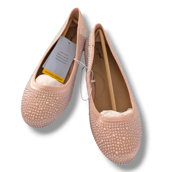 Cat & Jack Pink Dress Shoes with Sparkling Rhinestones Sz 3, 4 & 5 - Picture 2 of 9